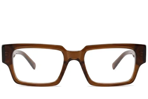 Lunettes rectangulaires en acétate brun #BS522-0291