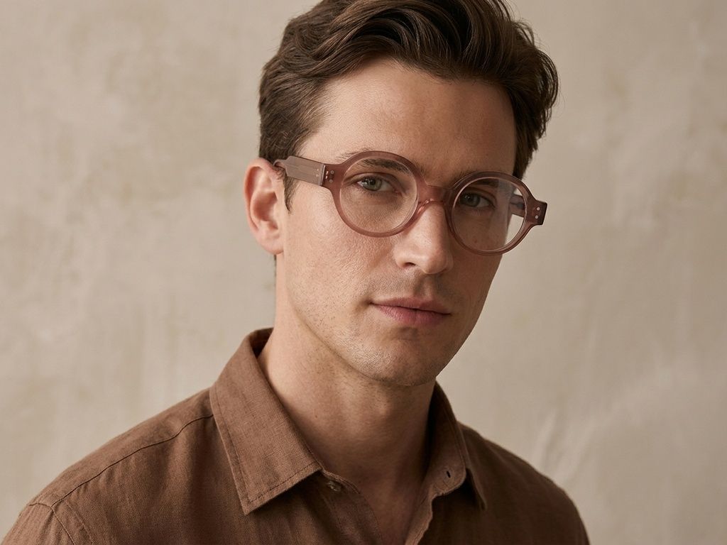 Round Pink Acetate Glasses #BS522-0293