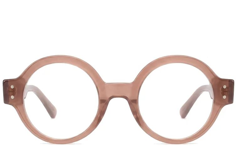 Round Pink Acetate Glasses #BS522-0293
