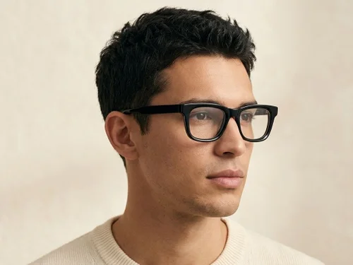 Lunettes rectangulaires en acétate noir #BS522-0295