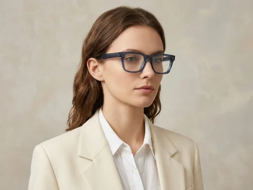 Lunettes rectangulaires en acétate bleu #BS522-0296