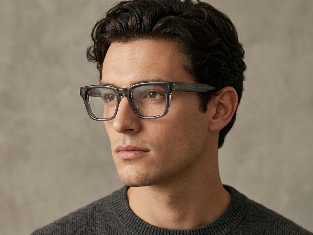 Rectangular Grey Acetate Glasses #BS522-0297