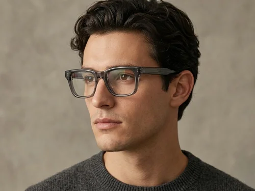Lunettes rectangulaires en acétate gris #BS522-0297