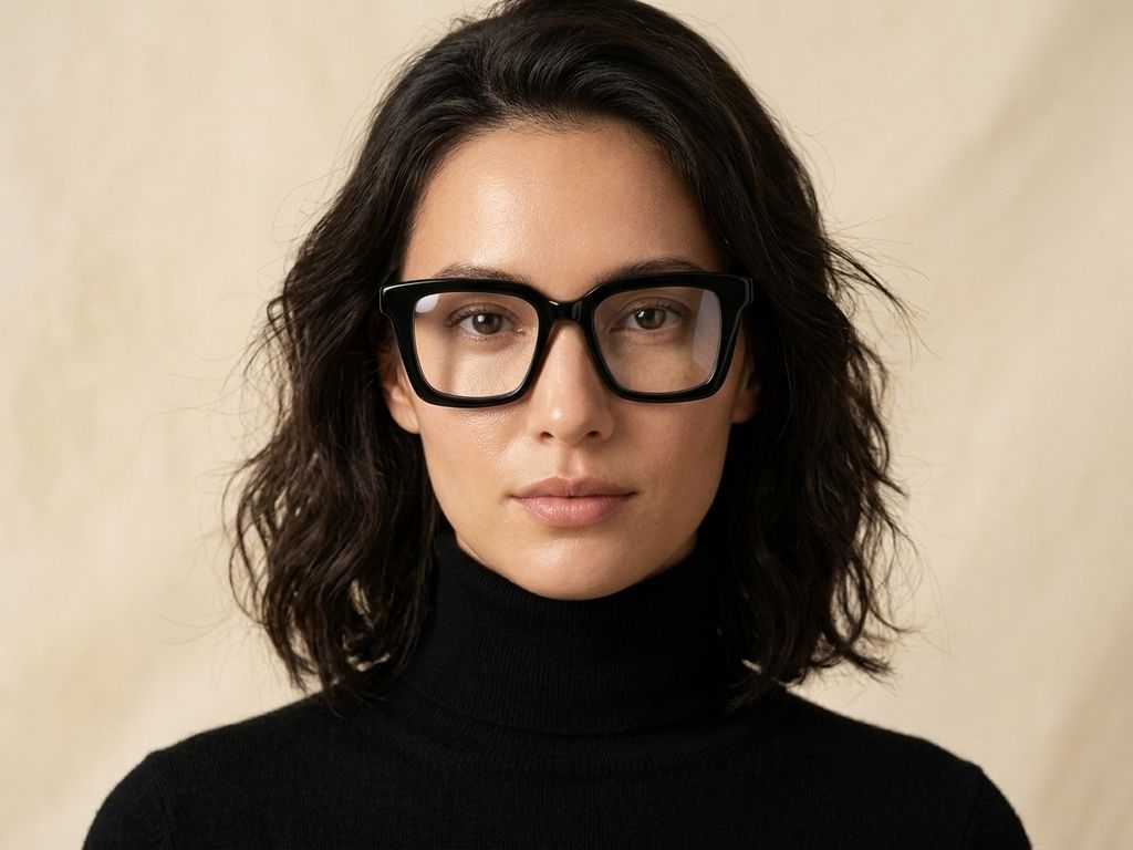 Rectangular Black Acetate Glasses #BS522-0302