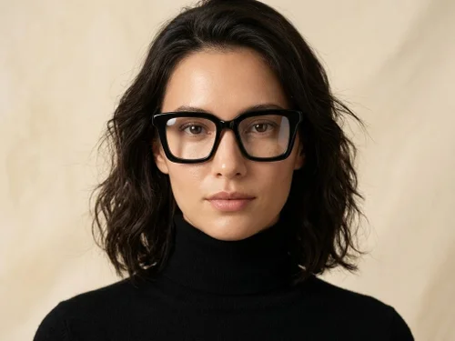 Lunettes rectangulaires en acétate noir #BS522-0302