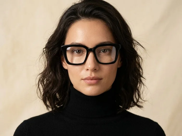 Rectangular Black Acetate Glasses #BS522-0302