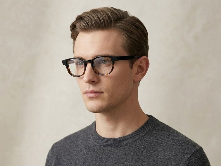 Rectangular Tortoiseshell Acetate Glasses #BS522-0316