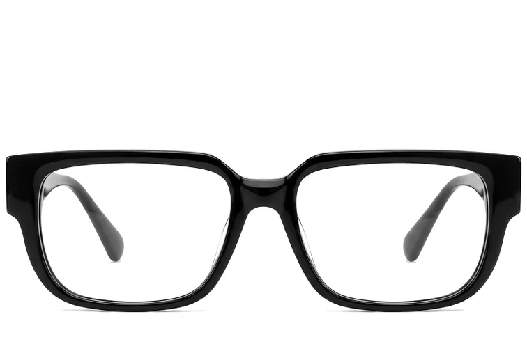 Rechteckige schwarze Acetatbrille #BS522-0321