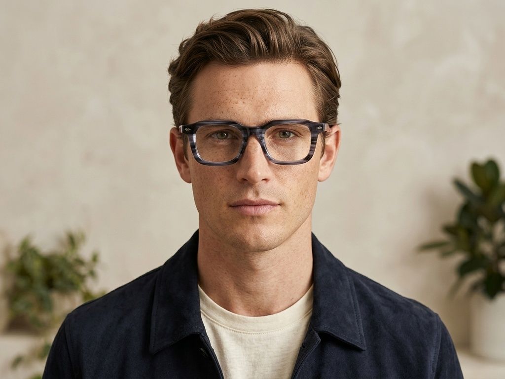 Rectangular Grey Acetate Glasses #BS522-0327