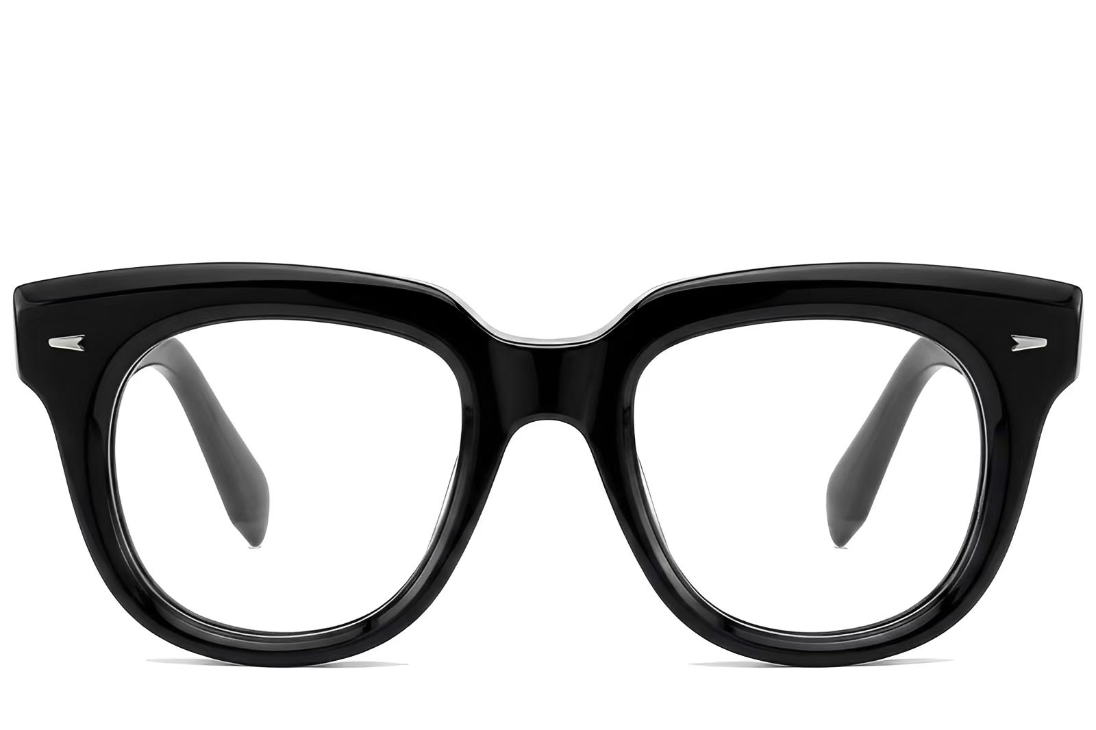 Rechteckige schwarze Acetatbrille #BS522-0328