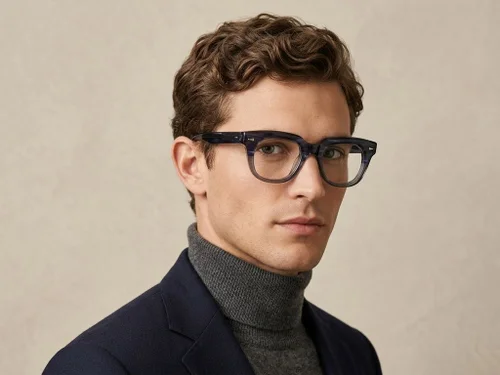 Lunettes rectangulaires en acétate bleu #BS522-0330