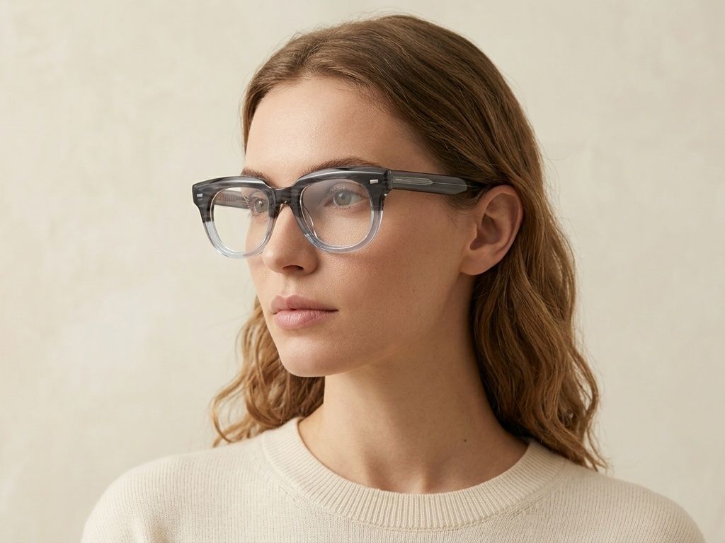 Rectangular Grey Acetate Glasses #BS522-0331