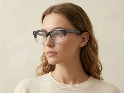Lunettes rectangulaires en acétate gris #BS522-0331