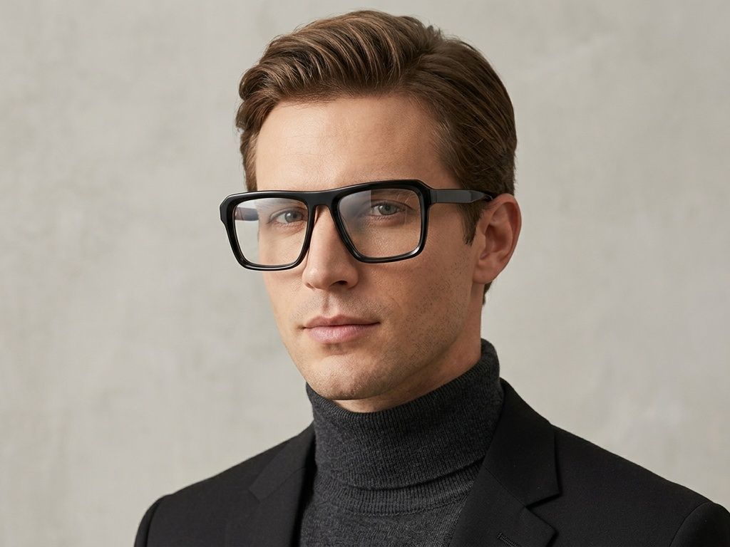 Aviator Black Acetate Glasses #BS522-0332