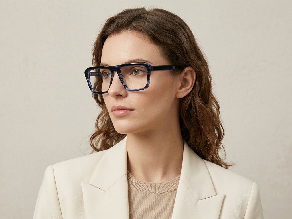 Gafas de aviador de acetato azul #BS522-0334