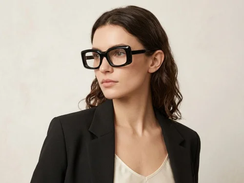 Lunettes rectangulaires en acétate noir #BS522-0341