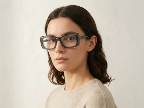 Lunettes rectangulaires en acétate gris #BS522-0342