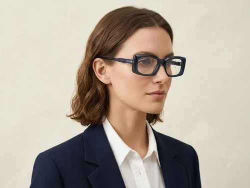 Lunettes rectangulaires en acétate bleu #BS522-0343