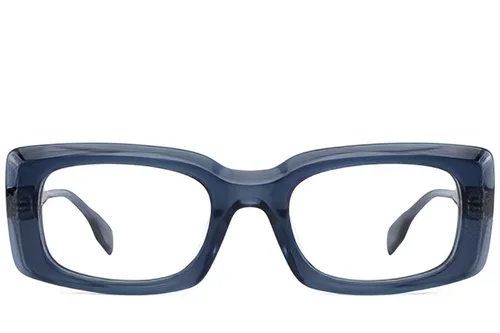 Lunettes rectangulaires en acétate bleu #BS522-0343
