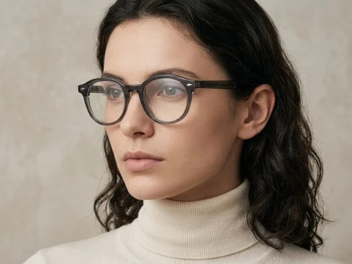 Lunettes ovales en acétate gris #BS522-0345
