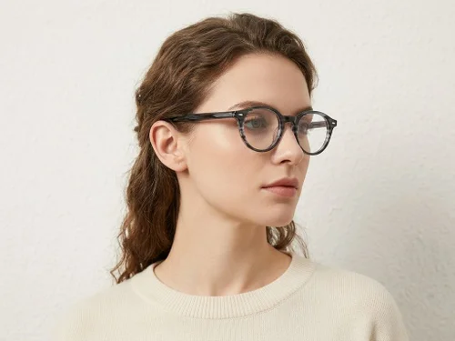 Lunettes ovales en acétate gris #BS522-0346