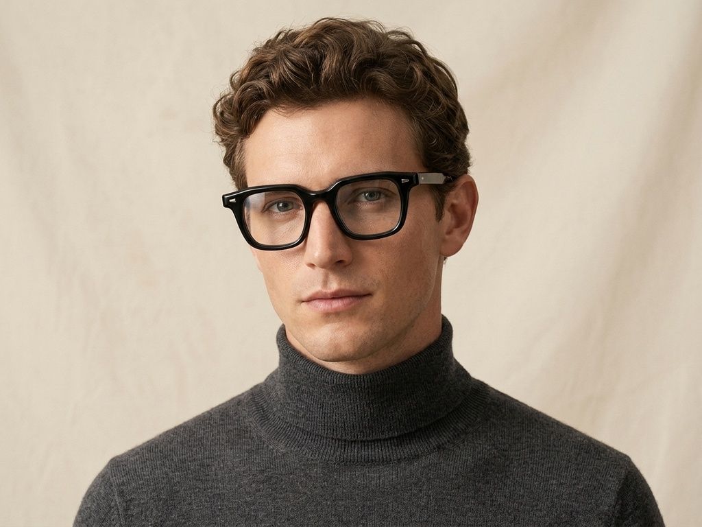 Rectangular Black Acetate Glasses #BS522-0347