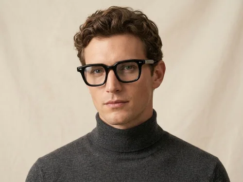 Lunettes rectangulaires en acétate noir #BS522-0347