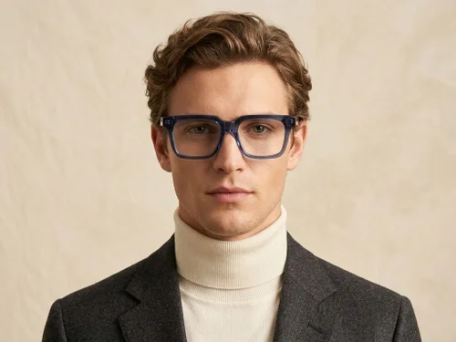 Lunettes rectangulaires en acétate bleu #BS522-0354