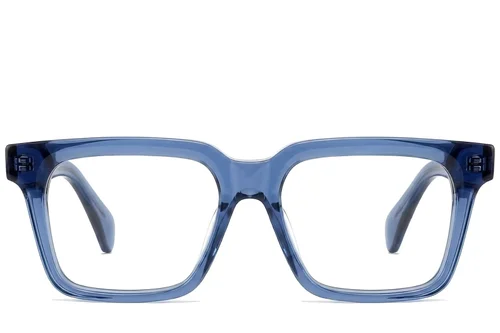 Lunettes rectangulaires en acétate bleu #BS522-0354