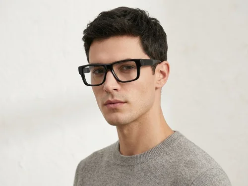Lunettes rectangulaires en acétate noir #BS522-0358