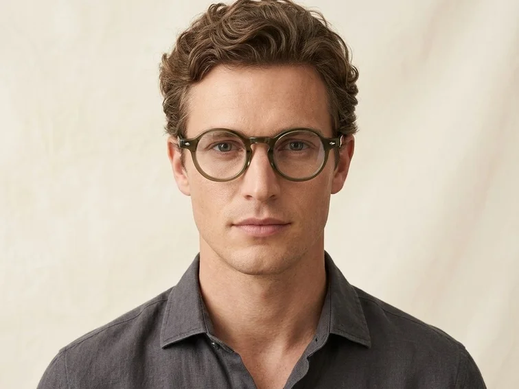 Round Green Acetate Glasses #BS522-0361