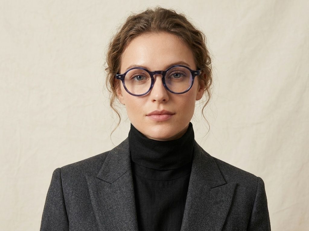 Bicchieri rotondi in acetato blu #BS522-0363