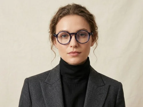 Lunettes rondes en acétate bleu #BS522-0363