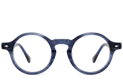 Lunettes rondes en acétate bleu #BS522-0363