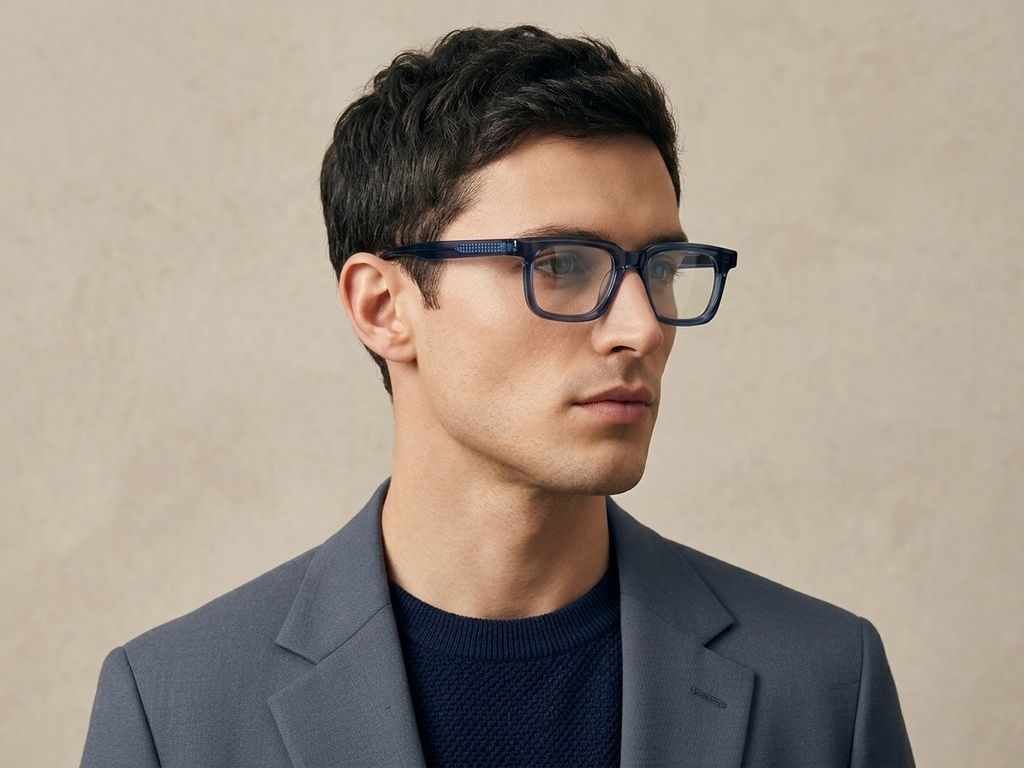 Rechteckige blaue Acetatgläser #BS522-0365
