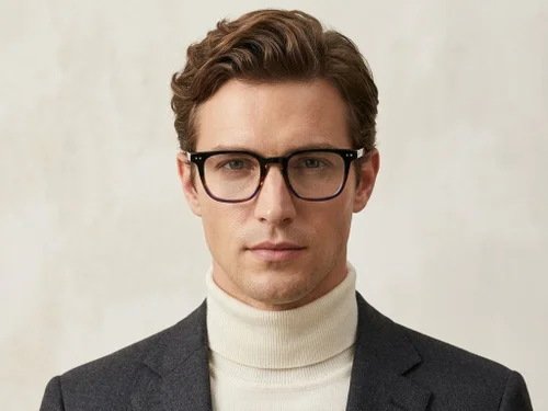 Lunettes rectangulaires en acétate bleu #BS522-0369