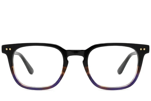 Lunettes rectangulaires en acétate bleu #BS522-0369