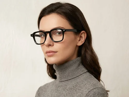 Lunettes rectangulaires en acétate noir #BS522-0370