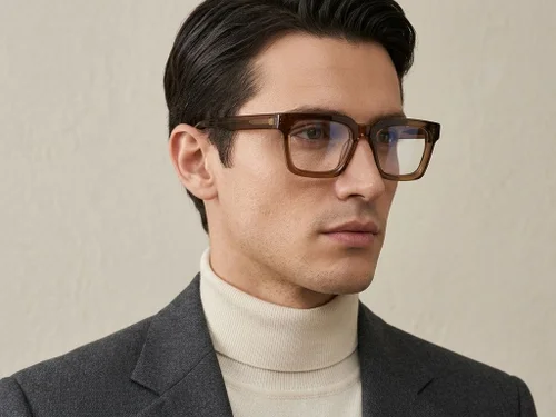 Lunettes rectangulaires en acétate brun #BS522-0375