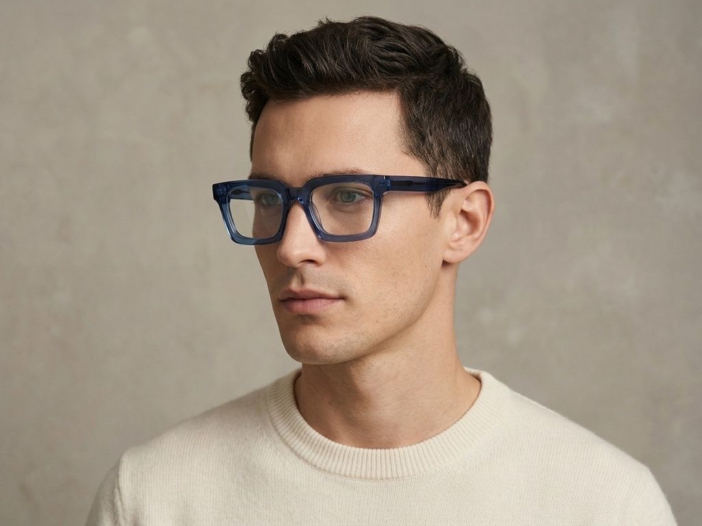 Bicchieri rettangolari in acetato blu #BS522-0376
