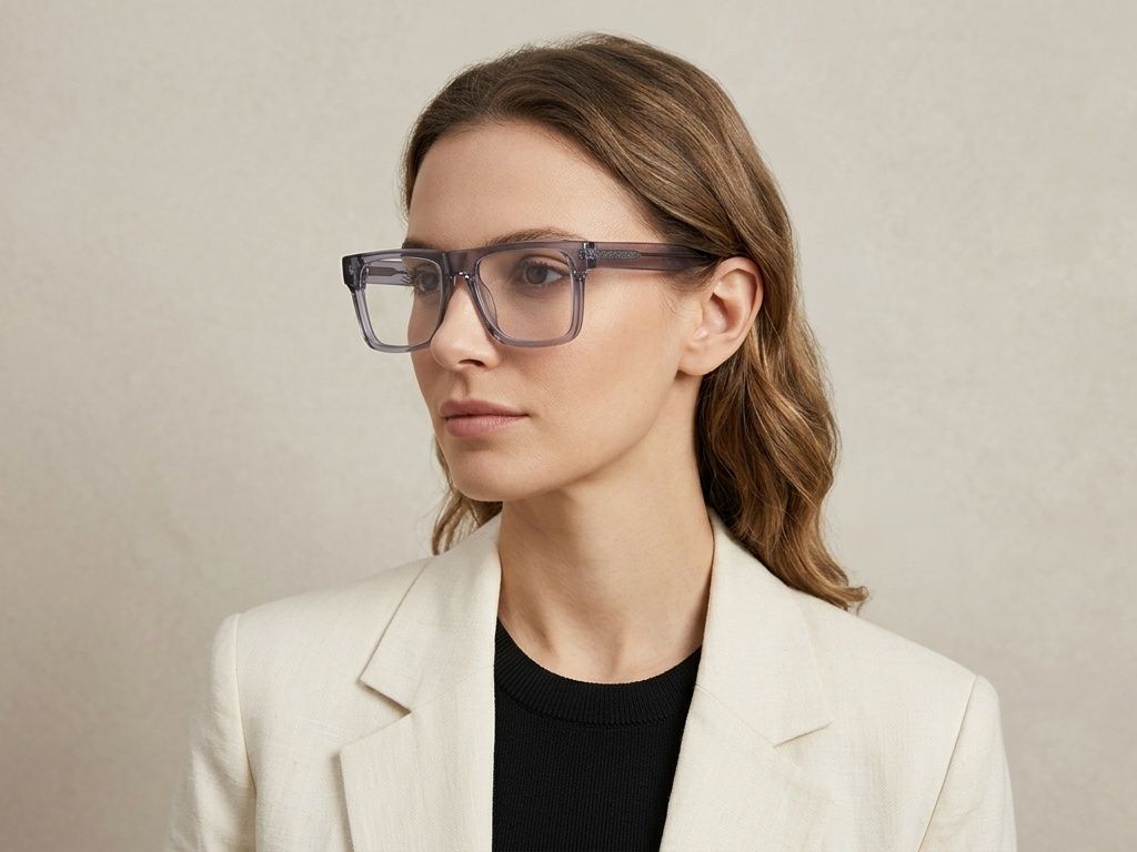 Aviator Grey Acetate Glasses #BS522-0378