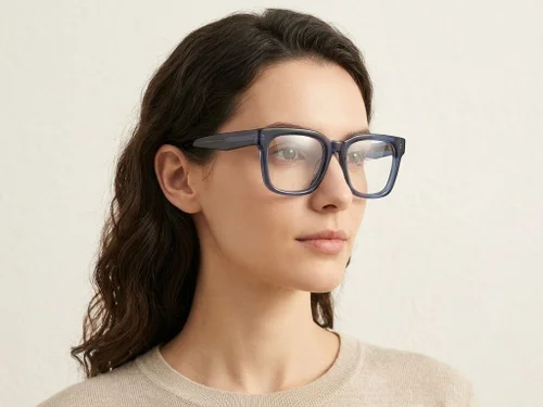 Lunettes rectangulaires en acétate bleu #BS522-0380