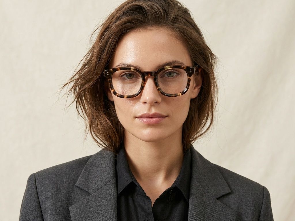 Rectangular Tortoiseshell Acetate Glasses #BS522-0383