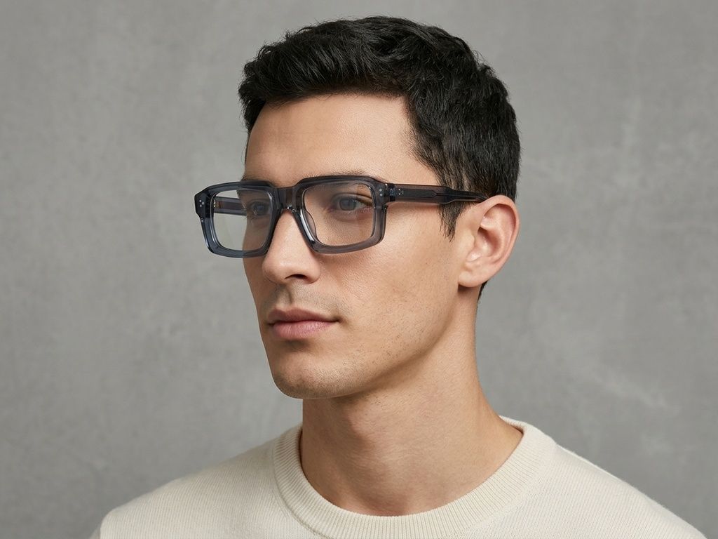 Rectangular Blue Acetate Glasses #BS522-0391