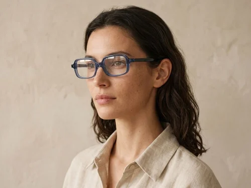 Lunettes rectangulaires en acétate bleu #BS522-0401