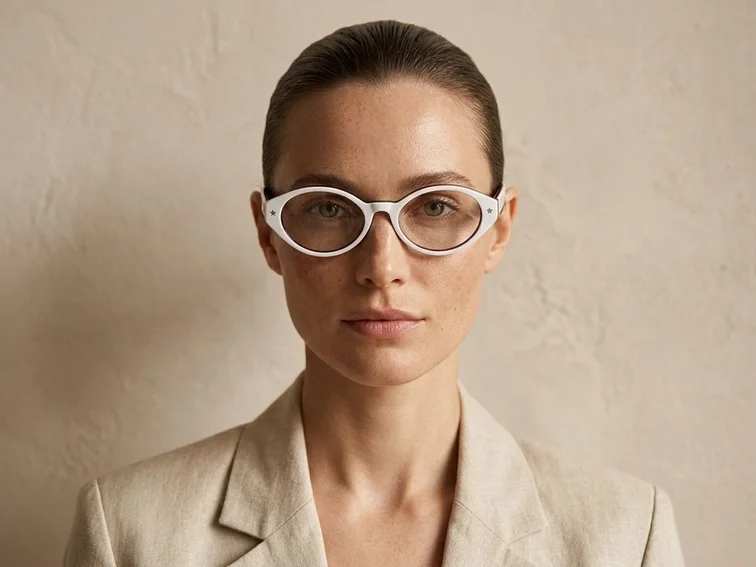 Oval White Acetate Glasses #BS522-0410