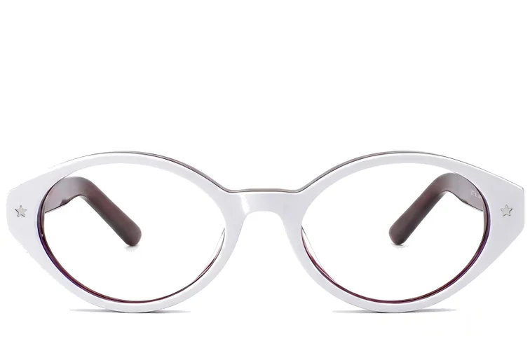 Oval White Acetate Glasses #BS522-0410