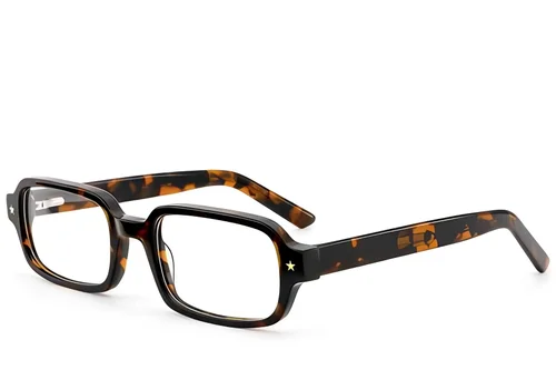 Lunettes rectangulaires en acétate écaille de tortue #BS522-0418
