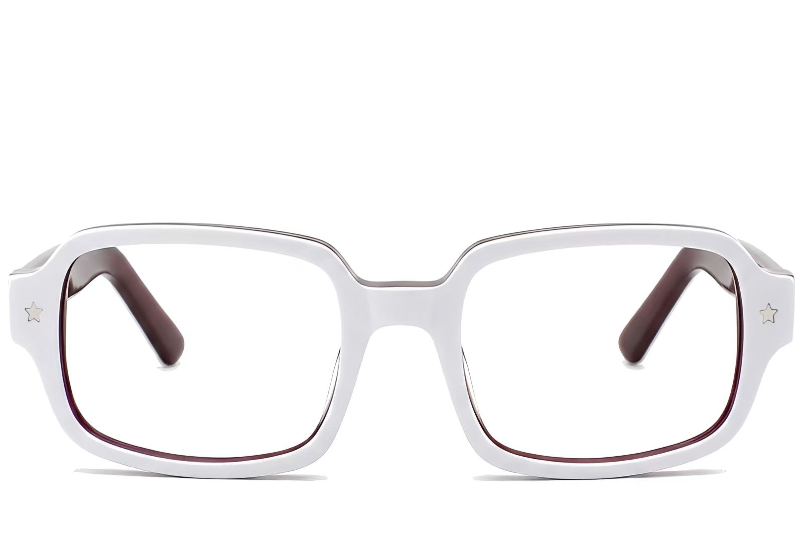 Rectangular White Acetate Glasses #BS522-0421