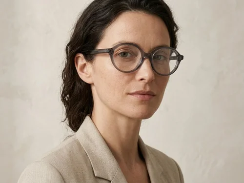 Lunettes ovales en acétate gris #BS522-0426